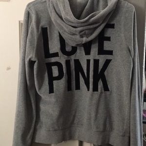 VS PINK velvet gray logo fullzip hoodie jacket